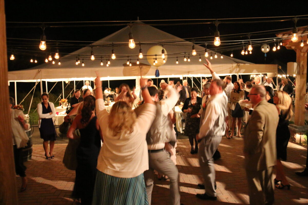 people dancing, wedding, tent, lights