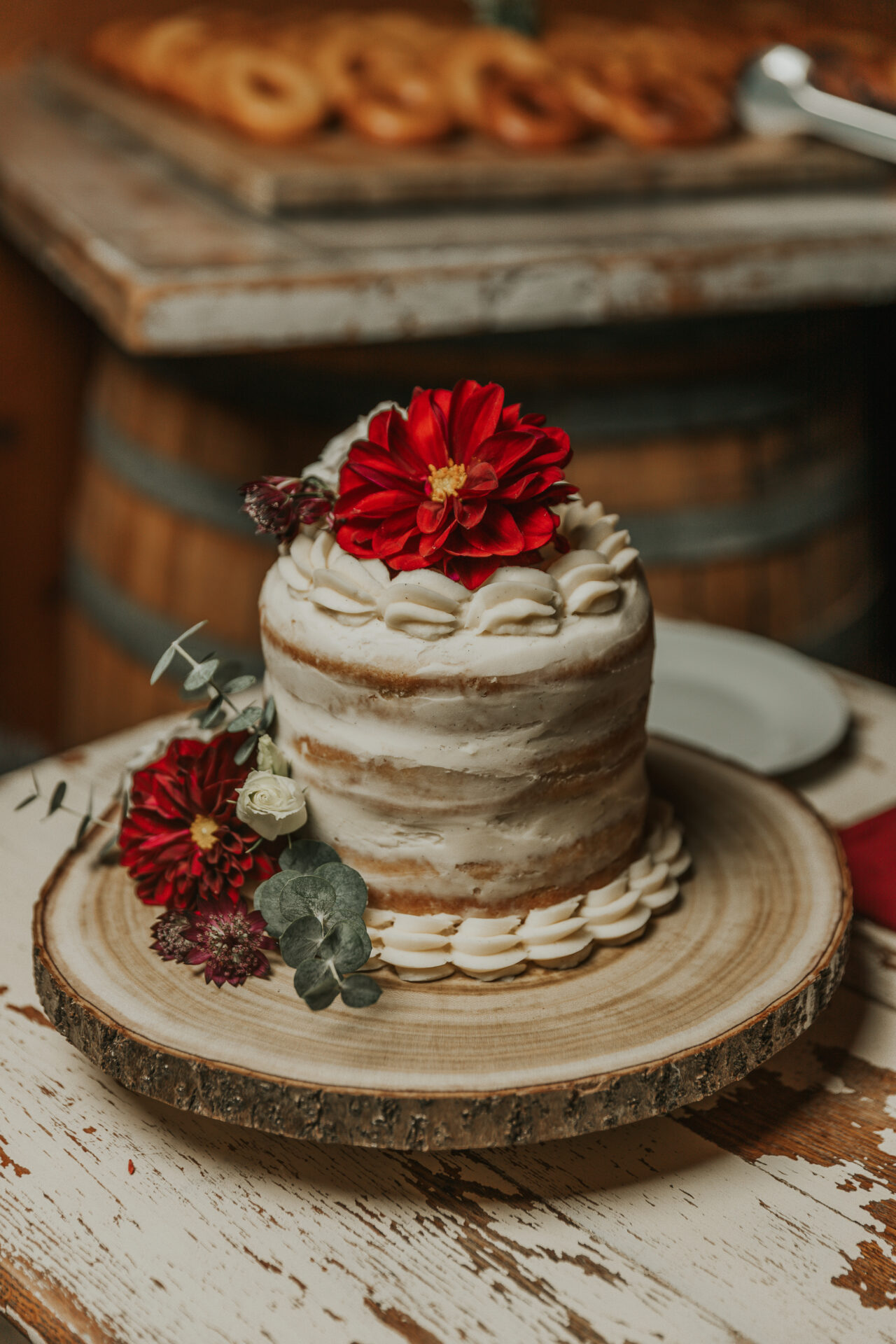 Wedding cake with red flower
