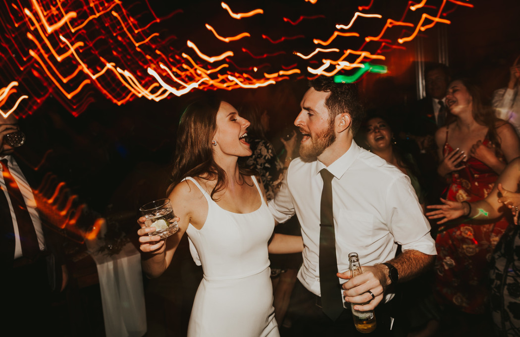 couple dancing rustic barn