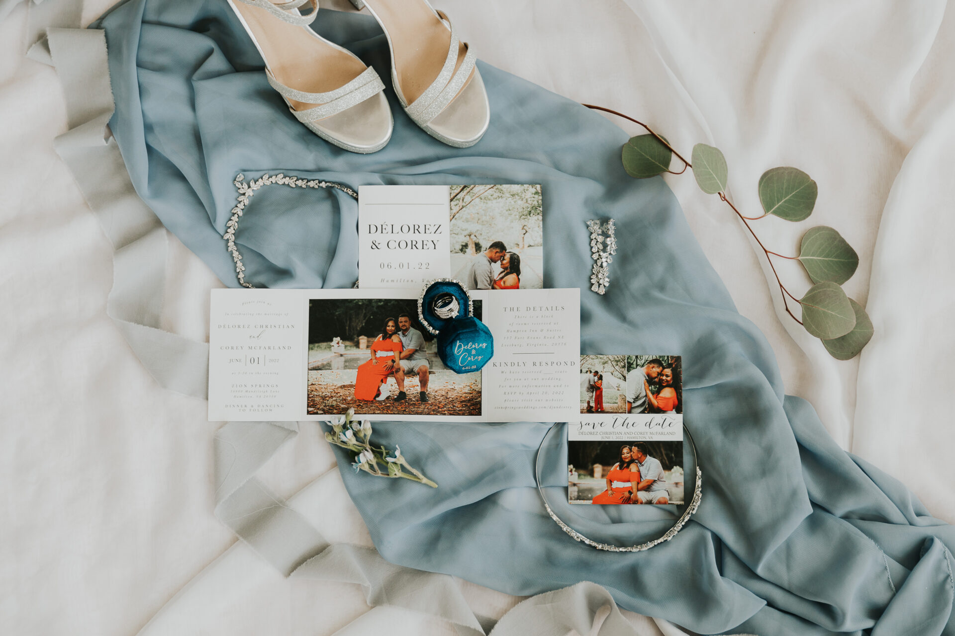 wedding announcement with shoes and accessories