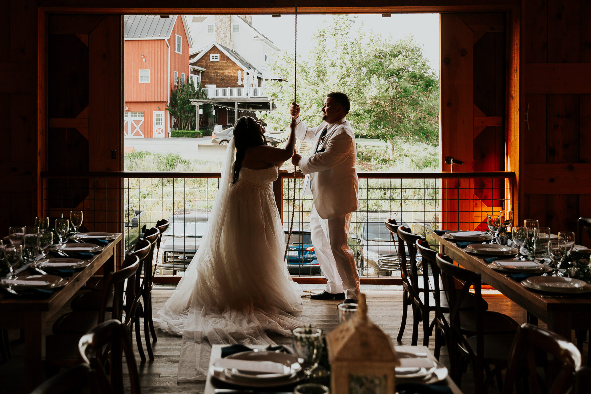 bride groom ringing bell