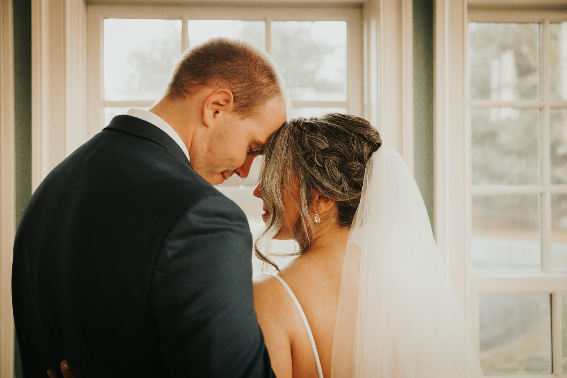 bride groom embracing