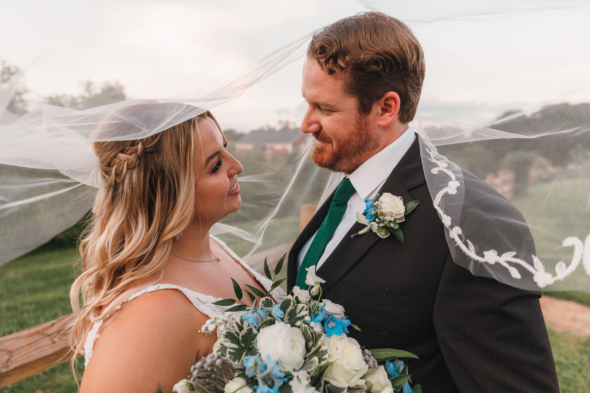 bride groom with veil