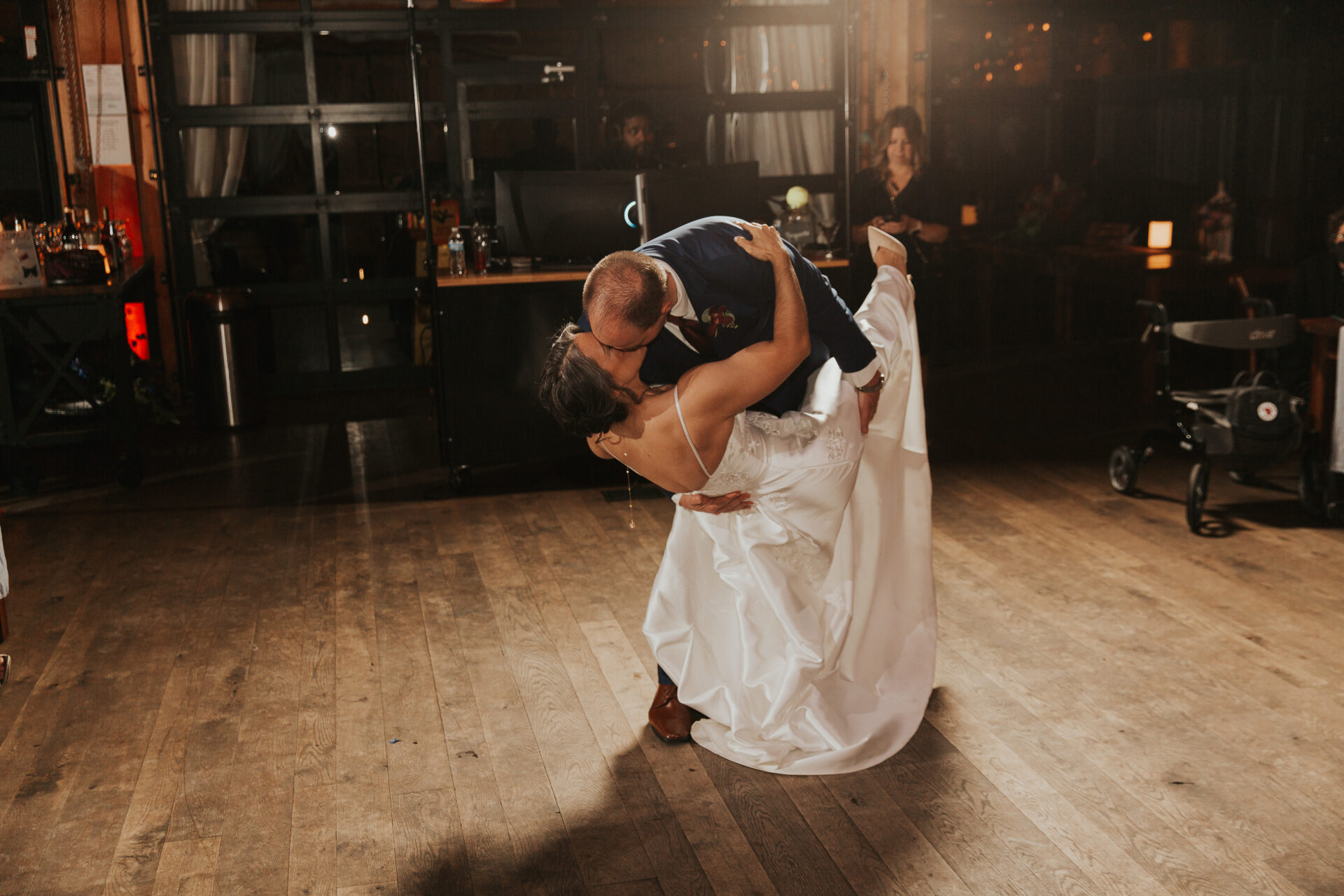 bride groom dancing, rustic barn wedding